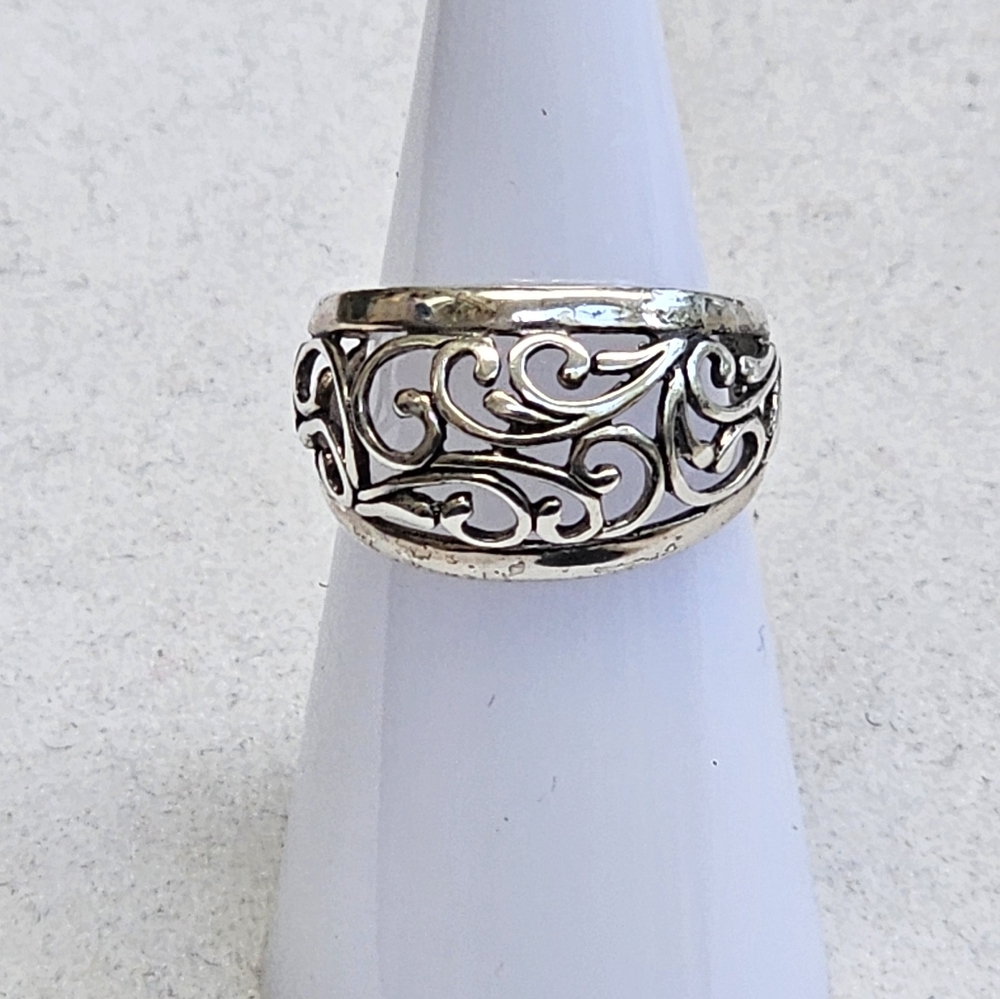 Sterling 925 Scroll Filigree Dome Ring Premier Designs Vintage